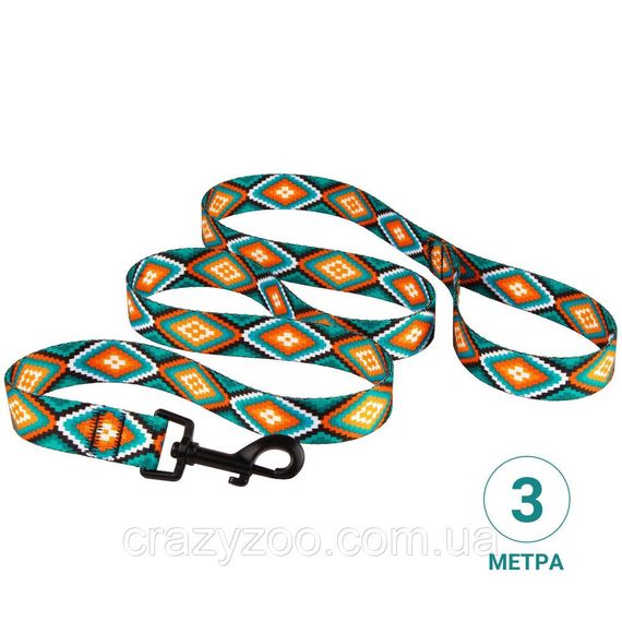 Поводок для собак BronzeDog Urban М орнамент ромбы 2х300 см 3061/1334/T