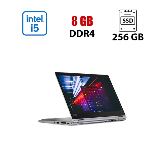 Ультрабук-трансформер Lenovo Thinkpad L13 Yoga Gen 2/13.3" (1920x1200) IPS Touch / Intel Core i5-1135G7 (4 (8) ядра по 2.4 - 4.2 GHz) / 8 GB DDR4 / 256 GB SSD M.2 / Intel Iris Xe Graphics / WebCam / Стілус б/в