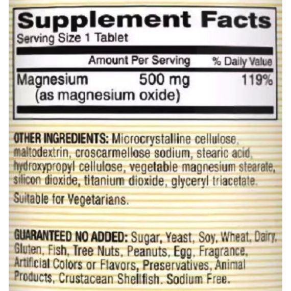 Микроэлемент Магний Mason Natural Magnesium 500 mg Extra Strength 100 Tabs | Зображення 1