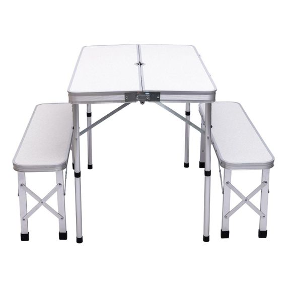 Комплект туристичний стіл + 2 лавки складні меблі Білий Lugi JY-9060W | Зображення 1