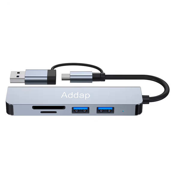 Мультифункціональний USB type-C хаб - розгалужувач для ноутбука Addap MH-14D | Адаптер 5в1: USB 3.0 / USB 2.0 / SD / MicroSD | Зображення 6