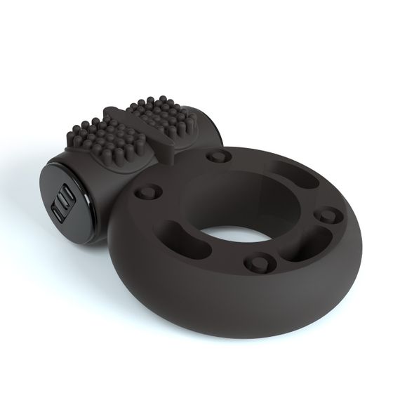 Віброкільце на пеніс Crushious, з рельєфом, силіконове, чорне sexstyle | Зображення 1