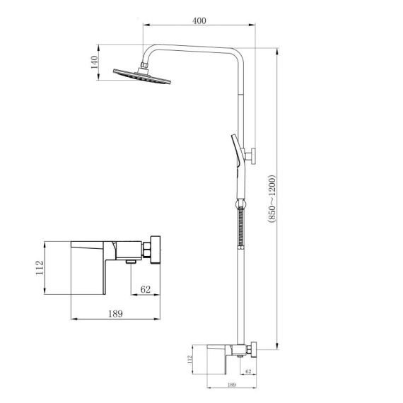 Душова система універсальна Qtap Gemini на три споживача (з виливом) QTGEM111CRW45687 Chrome/White | Зображення 1