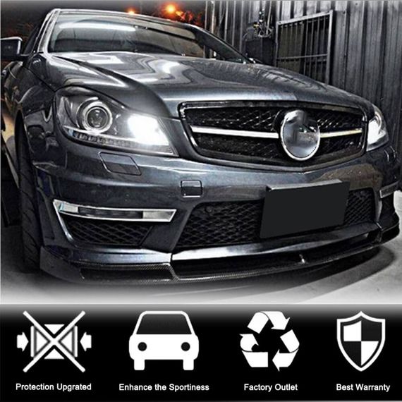 Накладка на передній бампер Lip V1 (для AMG 2012-2014, Карбон) для Mercedes C-class W204 рр | Зображення 1