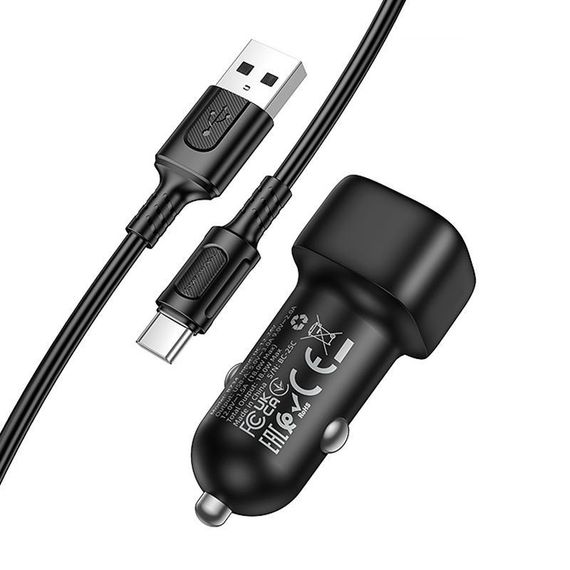 АЗП Borofone BZ34 Cloud QC3.0 (1USB-A) + кабель USB to Type-C Black | Зображення 2