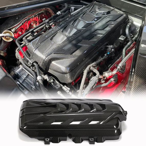 Кришка двигуна (2019-2022, Карбон) для Chevrolet Corvette C8 2019- рр