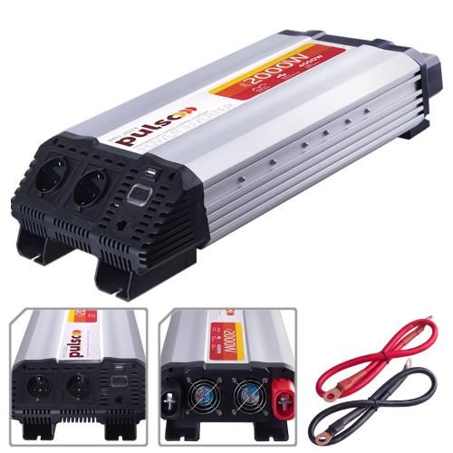 Перетворювач напруги PULSO/IMU-2024/24V-220V/2000W/USB-5VDC2.0A/мод.хвиля/клеми | Зображення 4