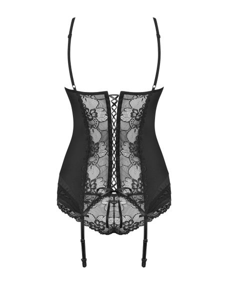 Корсет и трусики Obsessive Heartina corset Черный L/XL | Зображення 8