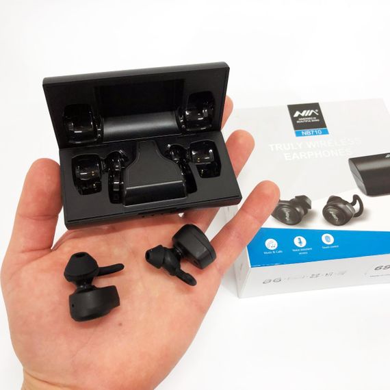 Навушники Bluetooth NIA NB710 з кейсом чорні бездротові, Навушники для тренувань сенсорні бездротові | Зображення 1