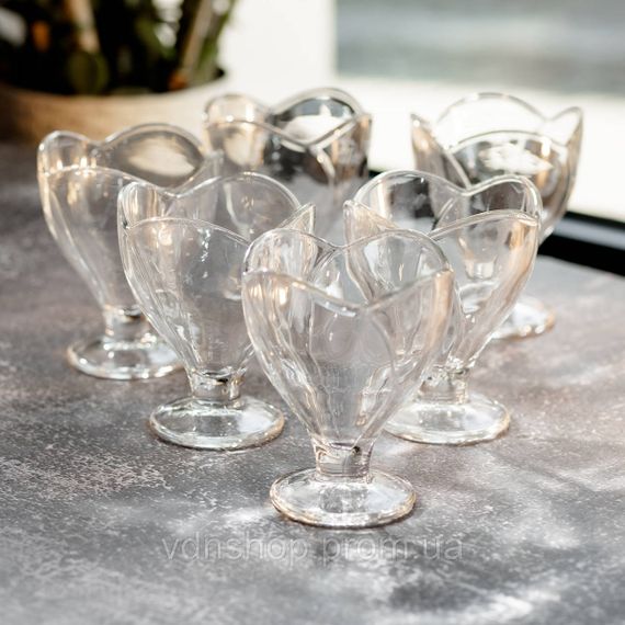 Набор креманок на ножке 6 шт креманки стеклянные для десертов, мороженого, желе набор 180 мл HP-YH-64 | Зображення 4