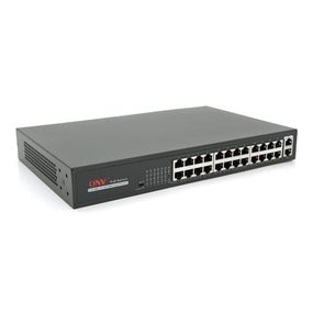 24х портовий PoE комутатор ONV-H1024PLS 24 порти РоЕ 100 Мбіт + 2 Uplink 1000 Мбіт, до 250м, IEEE802.3af/at, загальна потужність