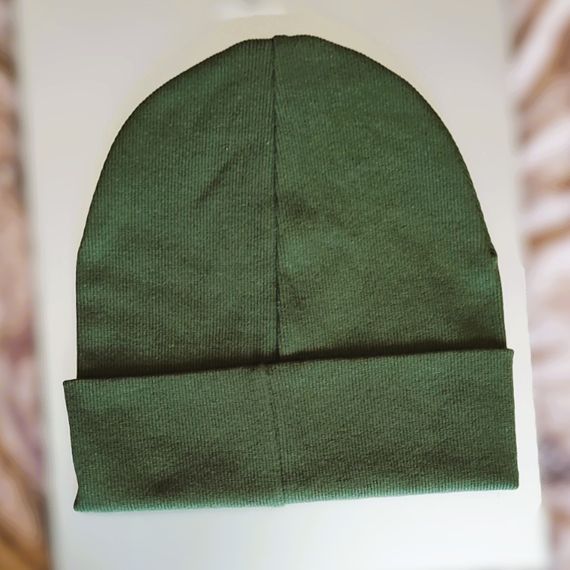 Шапка дитяча 5-12 років 52-54см хакі подвійна з відворотом весна/осінь бавовна | Зображення 1