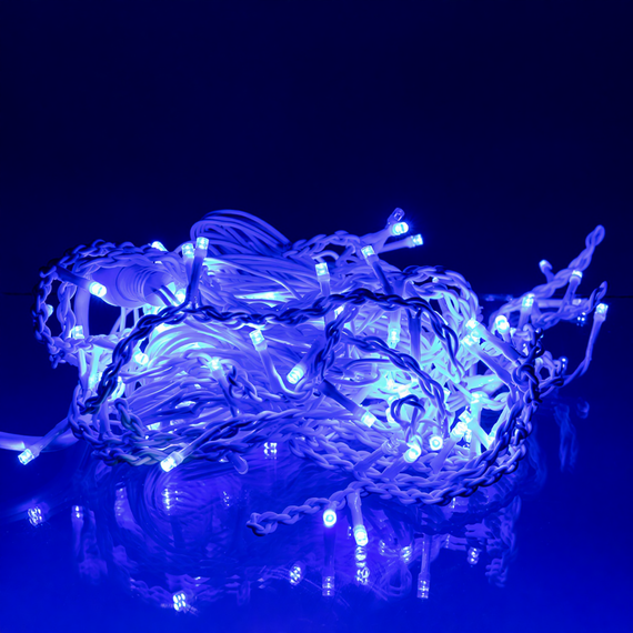 Вулична гірлянда Бахрома 6 м 105 LED синій, білий дріт, ефект флеш