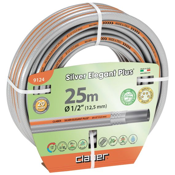 Шланг садовий для поливу Claber Silver Elegant Plus 9124 (25 м, 1/2", 4 шари)