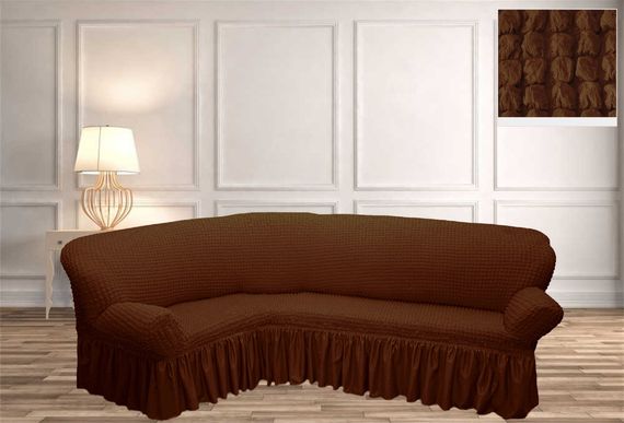 Чехол на угловой диван горчичный Коричневый