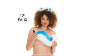 Анальний хвіст собаки без пробки, Яскраво-блакитний з білим, OKOVA 30 см. Sex Aura