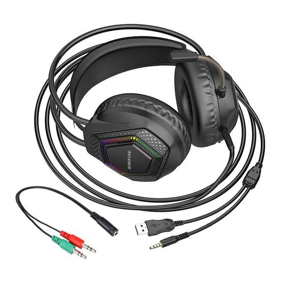 Накладні навушники Borofone BO105 Thunder 3.5mm+USB Black | Зображення 3