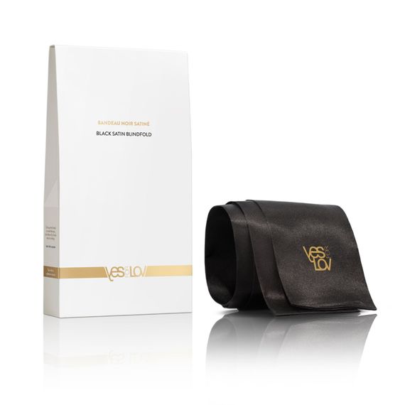 Сатинова пов'язка на очі YESforLOV BLACK SATIN BLINDFOLD (м'яте паковання!!!), Чорний