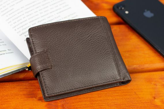 Шкіряне чоловіче портмоне на кнопці ST Leather ST104 Коричневе | Зображення 7