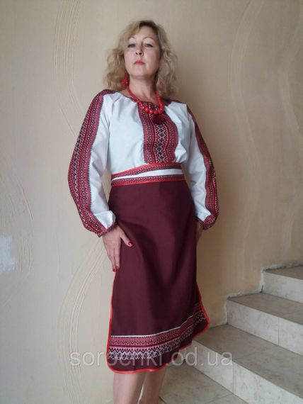 Блузка жіноча , біла , поплін вишивка "Алатир" | Зображення 1
