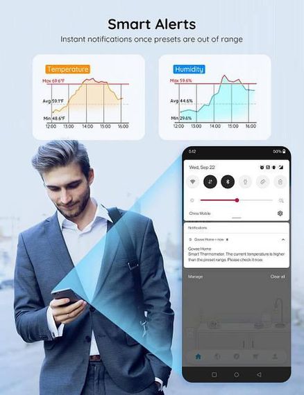 Умный wi-fi термометр гигрометр цифровой Govee Life | Зображення 1