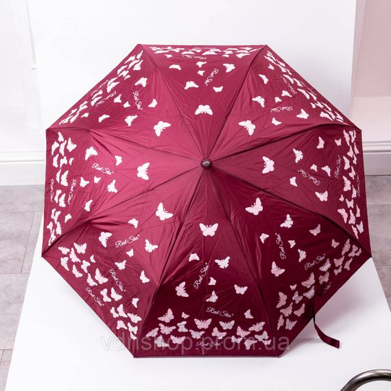 Парасолька напівавтомат з принтом міцна з поліестеру діаметр 97 см Червона HP-23-2R