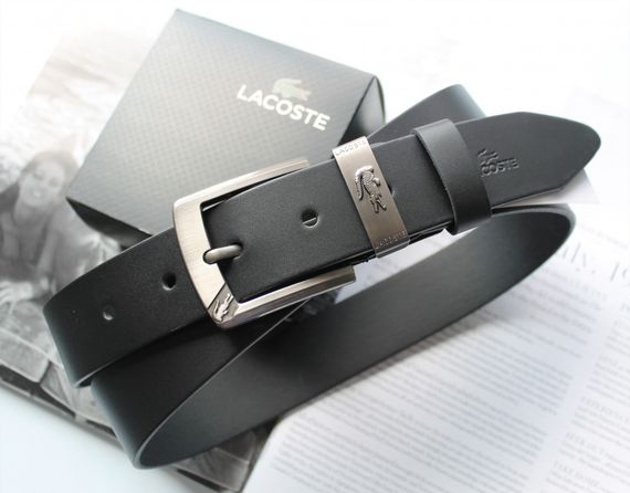 Стильный кожаный мужской ремень Lacoste black | Зображення 2