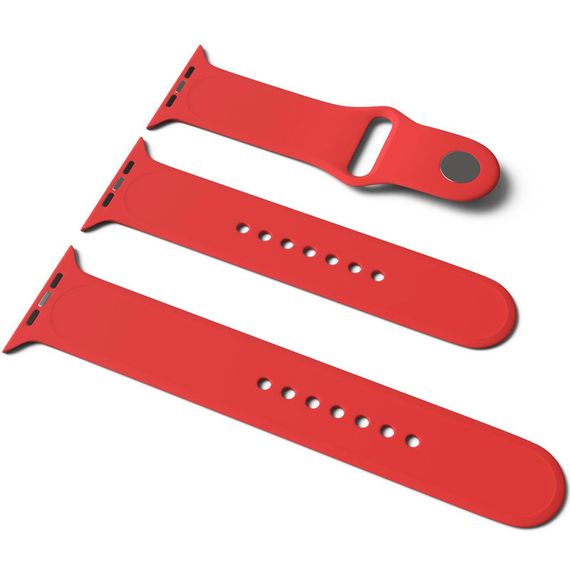 Силиконовый ремешок для Apple Watch Sport Band 42 / 44 / 45 / 49 (S/M & M/L) 3pcs Красный / Red