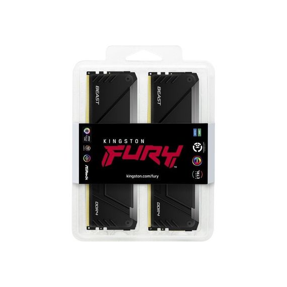 Модуль пам'яті для комп'ютера DDR4 16GB (2x8GB) 3600 MHz Beast RGB Kingston Fury (ex.HyperX) (KF436C17BB2AK2/16) | Зображення 2