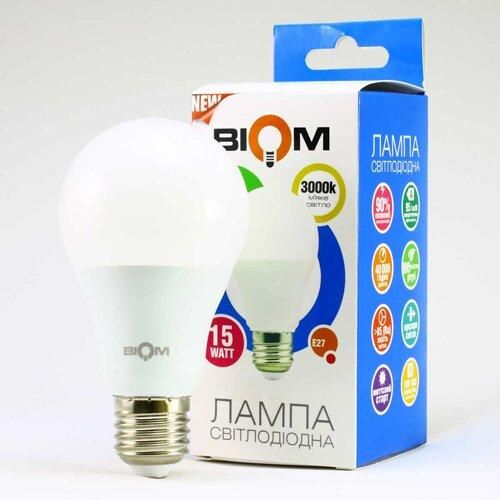 Светодиодная лампа Biom BT-515 A65 15W E27 3000К матовая | Зображення 2