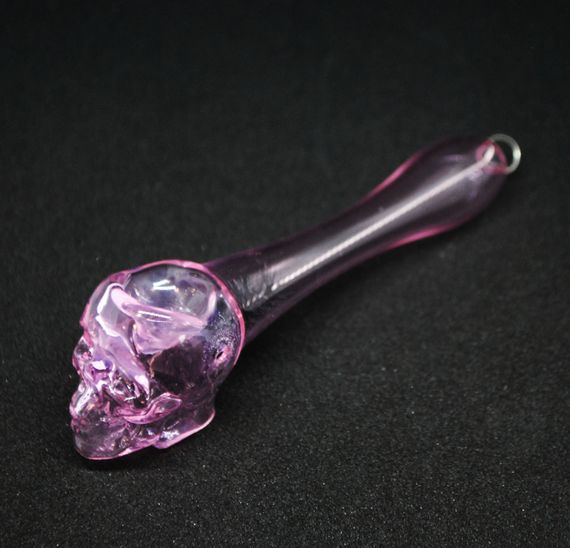 Стеклянная трубка Skull Pipe Зеленый мрамор | Зображення 4