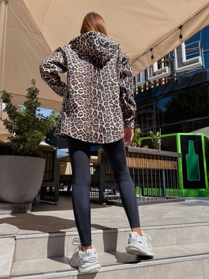 Женская теплая флисовая рубашка леопардоваый принт ALI302/1 цвет коричневый, размер 52/54 | Зображення 4