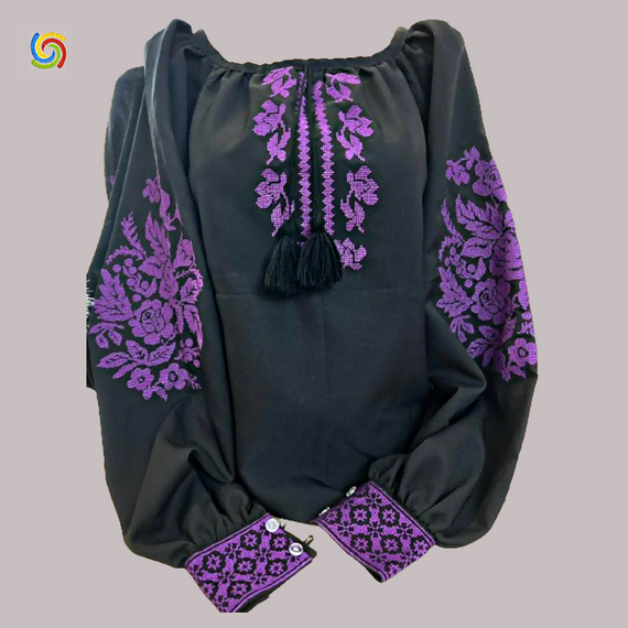 Рубашка Украинская вышиванка  32399 цвет чёрный размер L/XL