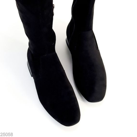 Високі чорні чоботи ботфорти низький каблук | Зображення 3
