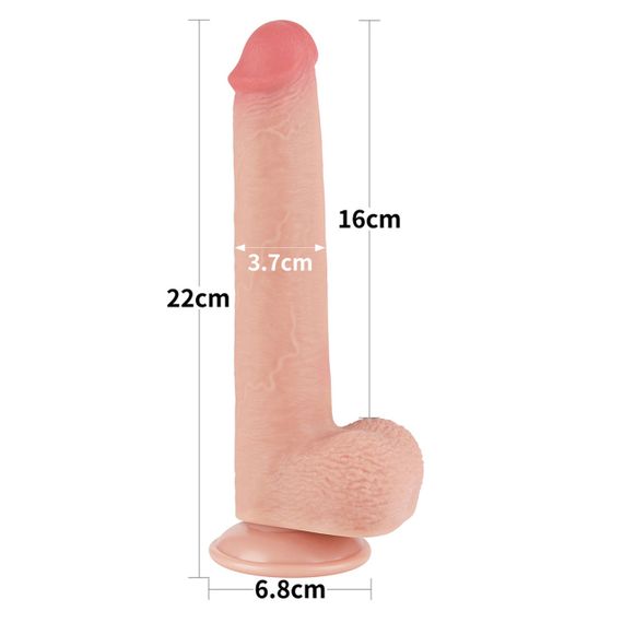 Фалоімітатор Sliding-Skin Dual Layer Dong 9 з мошонкою, тілесний Sex Aura | Зображення 1