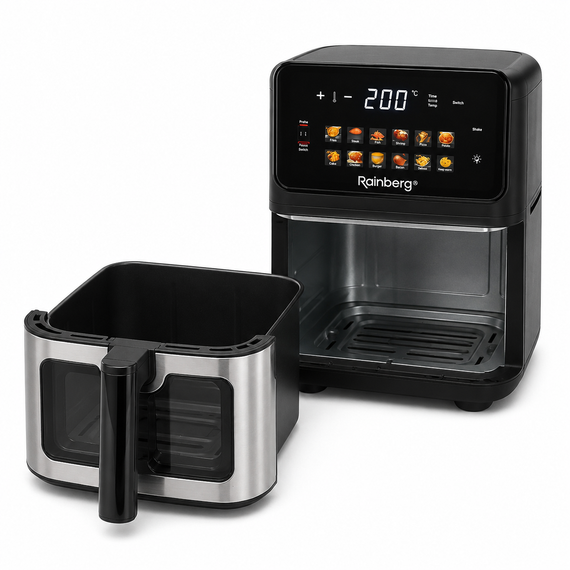 Аерогриль Rainberg RB 2342 4800W аерофрітюрниця безмасляна для приготування без олії з 2 Тенами 12,5 л та сенсорним керуванням | Зображення 8