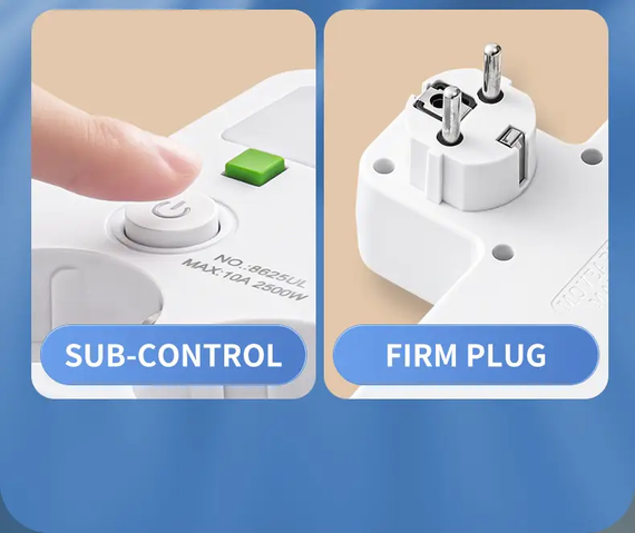 Мережевий фільтр трійник з підсвічуванням 3 розетки (2 USB+Type-C) Білий | Зображення 2