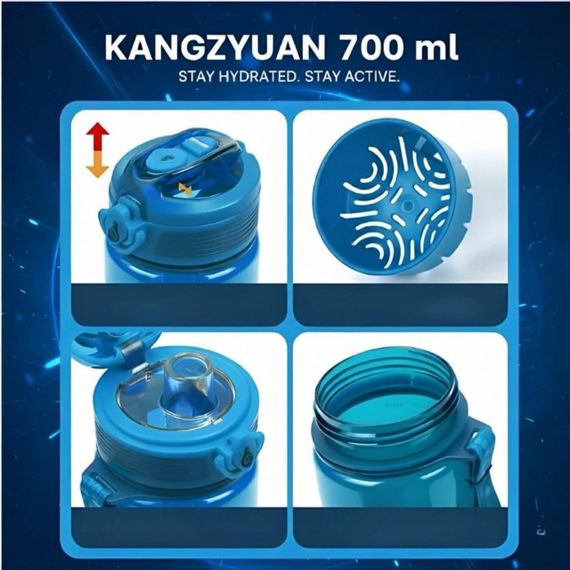 Пляшка KANGZYUAN 500 мл — Синя Tritan BPA-free, ударостійка, спортивна з герметичною кришкою | Зображення 2