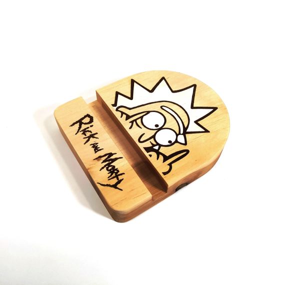 Підставка тримач під смартфон телефон планшет Rick and Morty 2 10х12х2 см Майстерня містера Томаса Дерево лак | Зображення 1