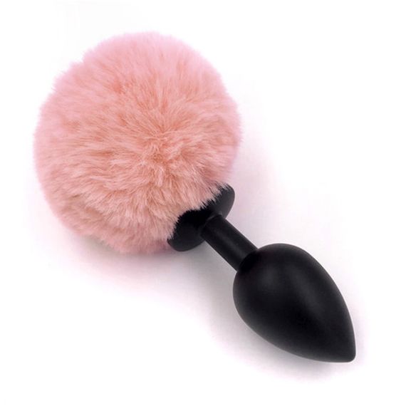 Анальна пробка - Bunny Tail Silicone Black Plug Peach | Зображення 4
