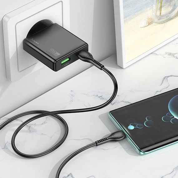 МЗП Hoco N38 Delgado PD20W+QC3.0 (1USB-A/1C) Black | Зображення 1