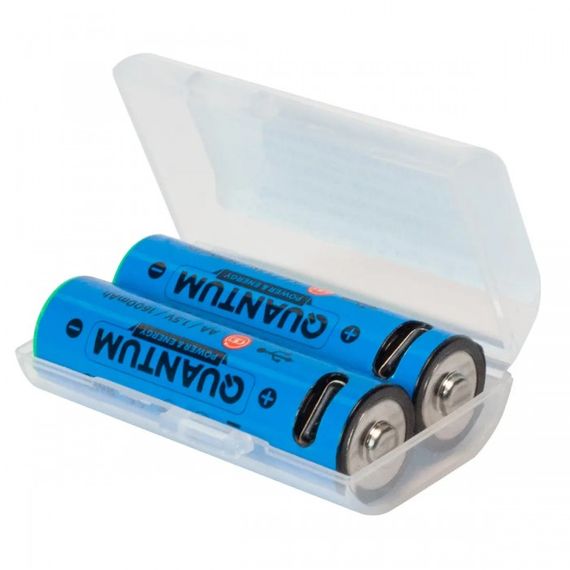 Акумулятор літій-іонний Quantum USB Type C Li-ion AA  1.5V, 1600mAh plastic case, 2шт/уп