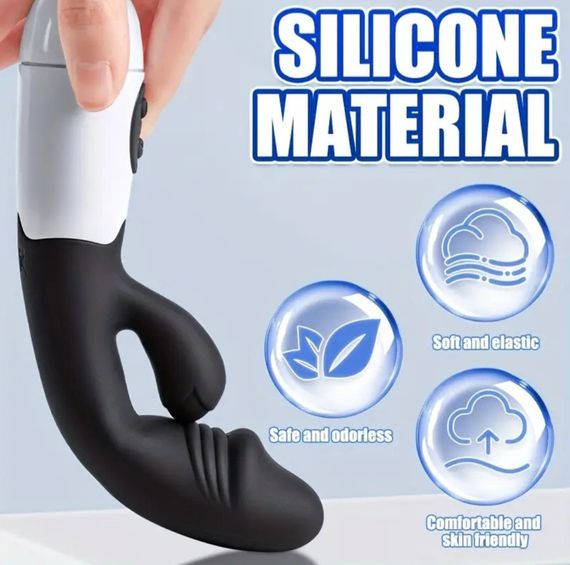 Многофункциональный вибратор-кролик, стимулятор точки G и клитора, с проникновением и массажем. Черный | Зображення 3