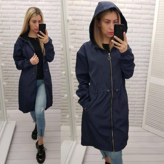 Жіночий стильний демисезонний плащ-вітровка арт А-102 / колір темно синій
