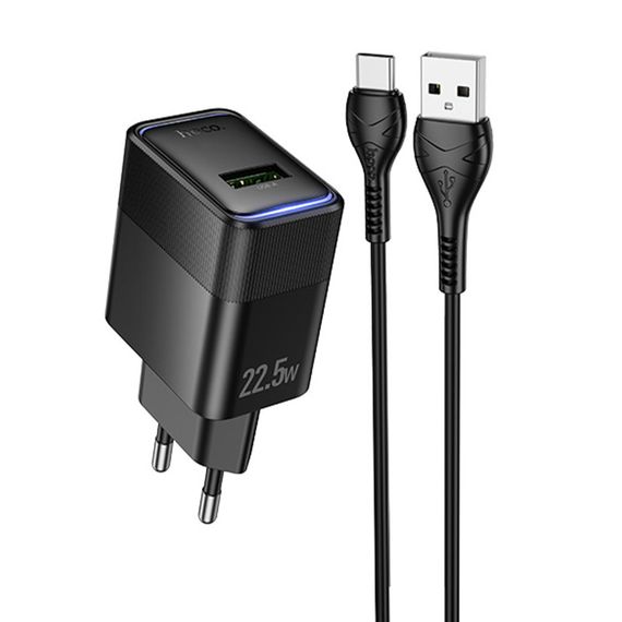 СЗУ Hoco CS111A Lounge PD22.5W (1USB-C) + кабель USB to Type-C Black