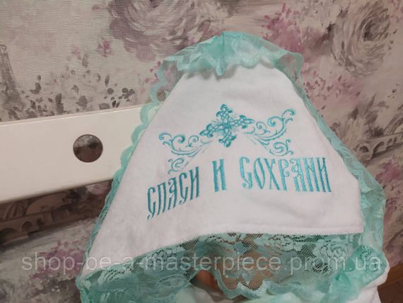 Крижма хрестильна неіменна з вишивкою білий махровий рушник для хрещення (01938) | Зображення 1