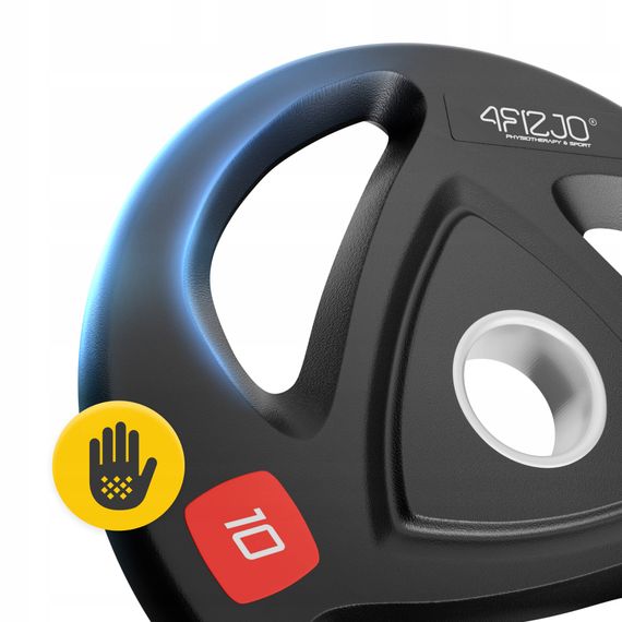 Диск олімпійський 4FIZJO 2 x 10 кг 51 мм металевий, прогумований Black (P-5905973401289) | Зображення 4