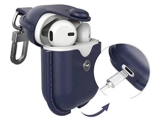 Шкіряний чохол Primo Hook для навушників Apple AirPods / AirPods 2019 - Dark Blue | Зображення 3