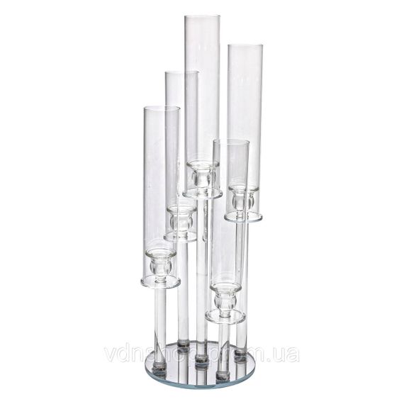 Подсвечник стеклянный на 5 свечей 20×72.5 см подсвечник декоративный прозрачный на ножке HP-4-64