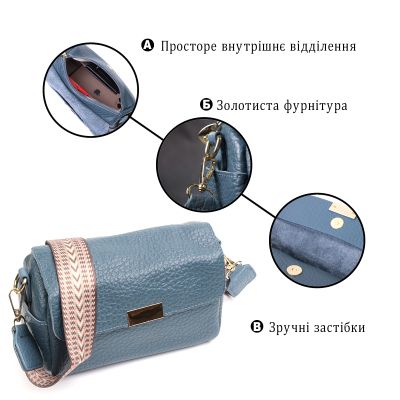 Сумка Vintage Шкіряна жіноча Синя (22402) | Зображення 9